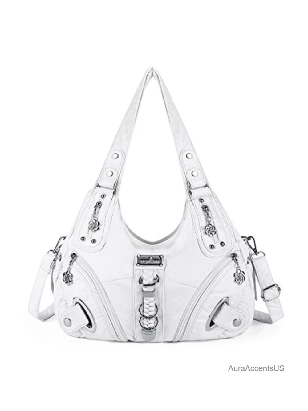 Large Faux Leather Satchel Hobo Bag with Top Handles Shoulder Strap